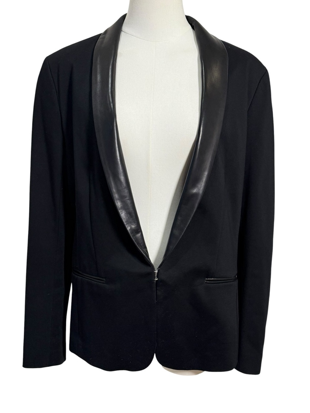 Rag & Bone Lorimer Leather Lapel Tuxedo Blazer Black Size 10 - Picture 2 of 8